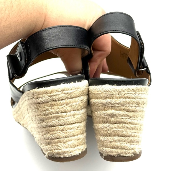Vionic Tulum Brooke Wedge Black Leather Espadrille Size 11 - Picture 4 of 14